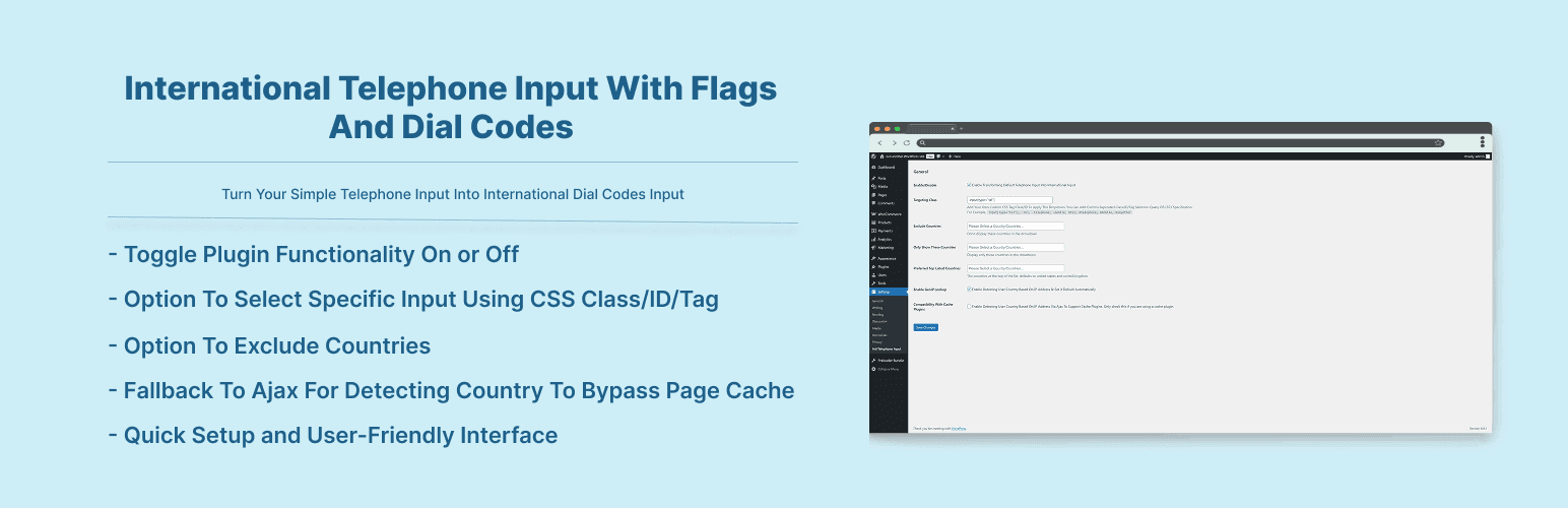 International Telephone Input With Flags And Dial Codes banner