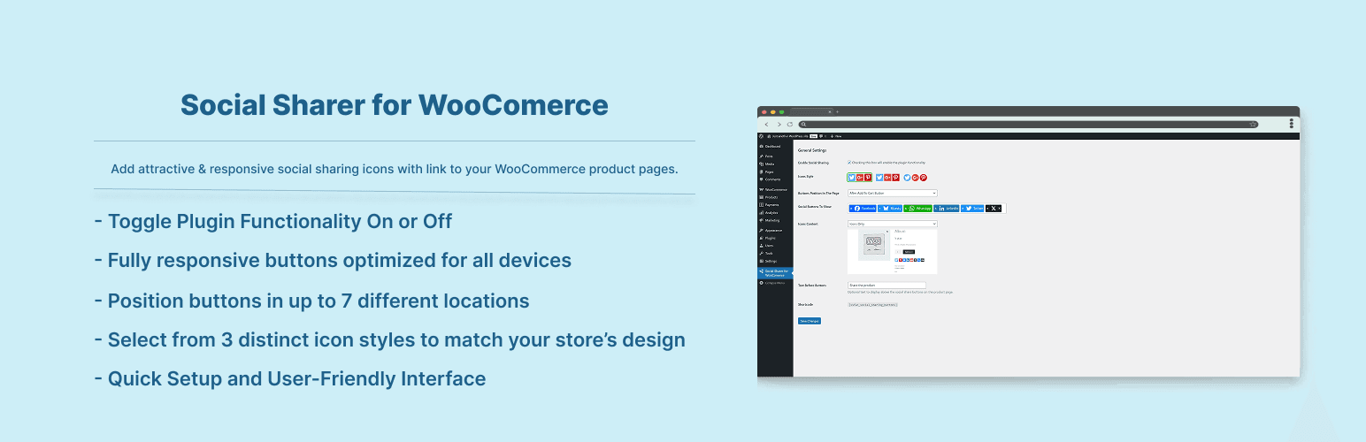 Social Sharer For WooComerce banner